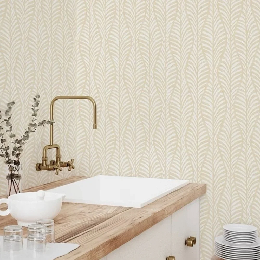 Tempaper & Co. Block Print Leaves Peel and Stick Wallpaper